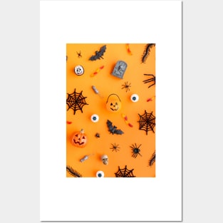 Halloween Pumpkin And Spider Pattern - Funny Posters and Art